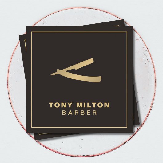 Minimalistische Elegante Dark Imitate Gold Razor B Quadratische Visitenkarte
