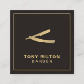 Minimalistische Elegante Dark Imitate Gold Razor B Quadratische Visitenkarte (Vorderseite)