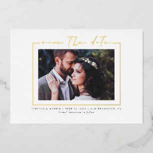 Minimalistische elegante echte Gold-Save-the-Date- Folieneinladung