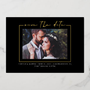 Minimalistische elegante echte Gold-Save-the-Date- Folieneinladung