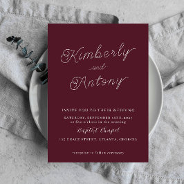 Minimalistische elegante Einladung von Burgundy Re