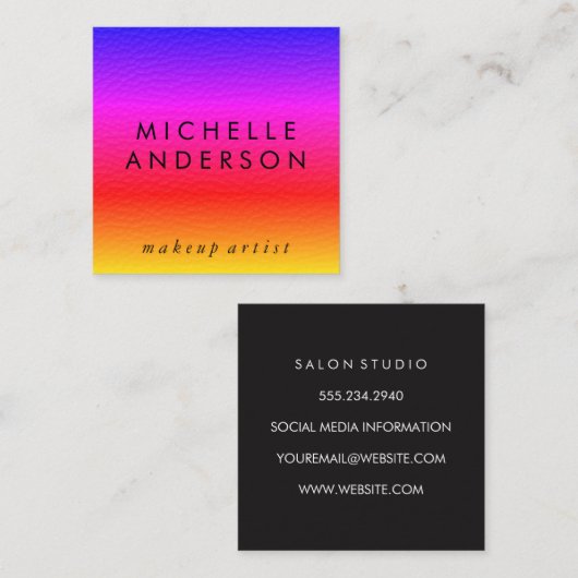 Minimalistische Elegante farbenfrohe Textur Quadratische Visitenkarte (Vorne/Hinten)