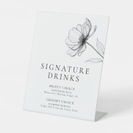 Minimalistische elegante Floral Signature Drinks Sockelschild