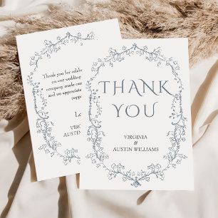 Minimalistische elegante florale Hochzeit-Dankeska Dankeskarte