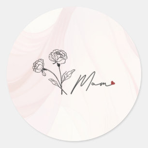 Minimalistische elegante florale Mutter  Runder Aufkleber