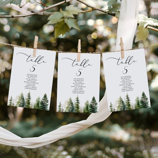 Minimalistische elegante Forest Table Seekarte Einladung