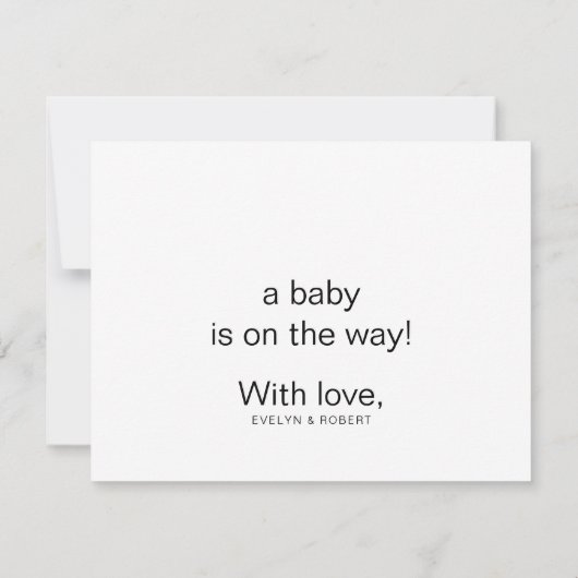 Minimalistische Elegante Formal Baby Announcement Dankeskarte (Rückseite)