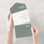 Minimalistische Elegante formale Green Baby-Dusche All In One Einladung (Abreißen)