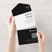 Minimalistische Elegante formelle Black Boda Hochz All In One Einladung (Abreißen)