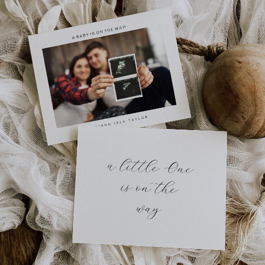 Minimalistische Elegante Foto Baby Announcement Ca Dankeskarte