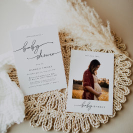Minimalistische elegante Foto Babydusche Einladung