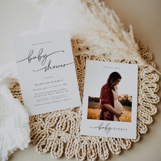 Minimalistische elegante Foto Babydusche Einladung