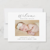 Minimalistische Elegante Foto Geburtskarte Dankeskarte (Vorderseite)