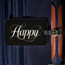 Minimalistische elegante Gold-Happy-Typografie - K