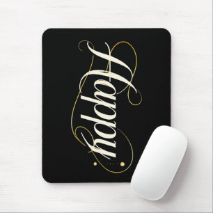 Minimalistische elegante Gold-Happy-Typografie - K Mousepad