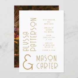 Minimalistische Elegante Gold Moderne Foto Hochzei Einladung