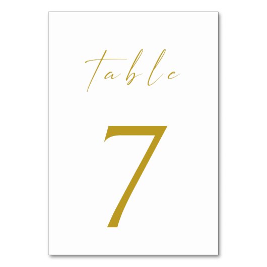 Minimalistische elegante Gold Script-Tischnummer Tischnummer (Rückseite)