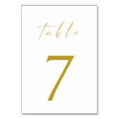 Minimalistische elegante Gold Script-Tischnummer Tischnummer (Vorderseite)