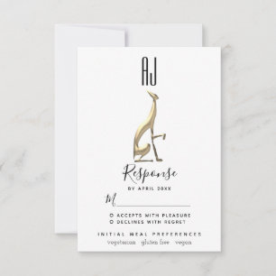 Minimalistische elegante Goldfolie Windhund-Hochze RSVP Karte