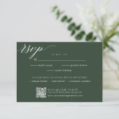 Minimalistische Elegante Grüne Hochzeit RSVP Karte (Stehend Vorderseite)