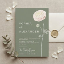 Minimalistische elegante grüne Ranunculus-Hochzeit