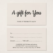 Minimalistische elegante helle Beige Salon Geschen (Vorne & Hinten)