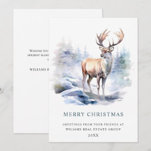 Minimalistische Elegante Hirsch Weihnachtsbaum Fir Feiertagskarte
