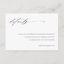 Minimalistische elegante Hochzeit Beilage Details Begleitkarte