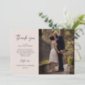 Minimalistische, elegante Hochzeit Danke Fotokarte Einladung (Stehend Vorderseite)