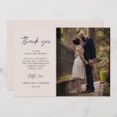 Minimalistische, elegante Hochzeit Danke Fotokarte Einladung (Vorne/Hinten)
