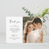 Minimalistische, elegante Hochzeit Danke Fotokarte Einladung (Stehend Vorderseite)