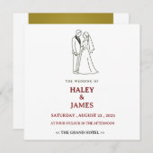 Minimalistische Elegante Hochzeit Einladung (Vorne/Hinten)