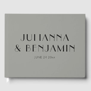 Minimalistische, elegante Hochzeit in Grau und Sch Gästebuch