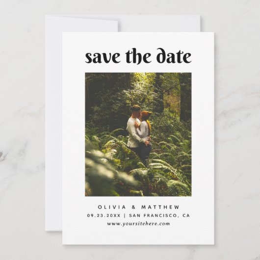 Minimalistische elegante Hochzeit | Sauberes Foto Save The Date (Vorderseite)