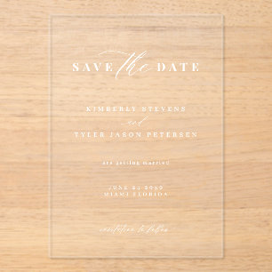 Minimalistische, elegante Hochzeit Save the Date Acryleinladungen
