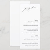 Minimalistische elegante Hochzeits-Menükarte Menükarte (Vorne/Hinten)