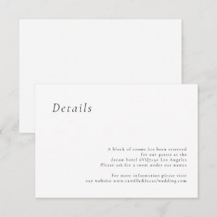 Minimalistische elegante Hochzeitsdetails Karte