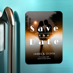 Minimalistische elegante Hochzeitsfoto Save-the-Da Magnet