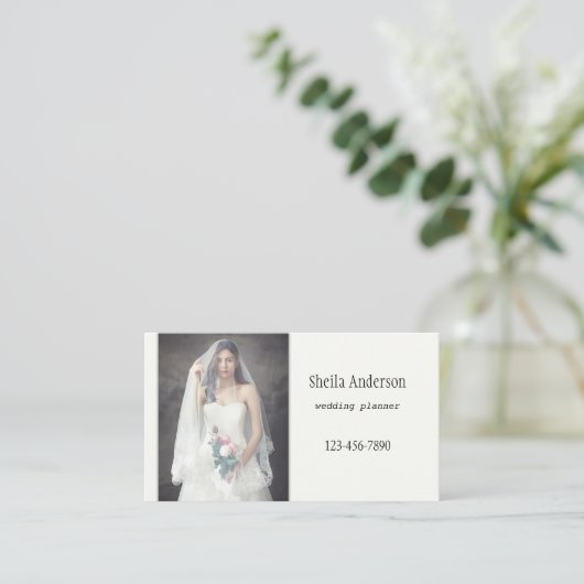 Minimalistische elegante Hochzeitsplaner-Visitenka Visitenkarte (Stehend Vorderseite)