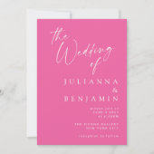 Minimalistische elegante Hot Pink Moderne Script H Einladung (Vorderseite)