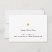 Minimalistische elegante Imitate Gold Heart Shop D Dankeskarte (Rückseite)