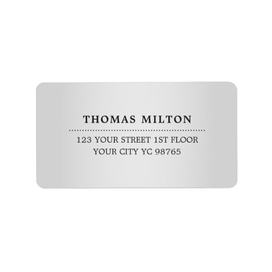 Minimalistische elegante Imitate Silberschwarzes E Adressaufkleber (Vorne)