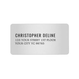 Minimalistische elegante Imitate Silberschwarzes E Adressaufkleber