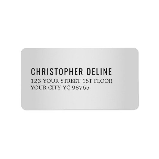 Minimalistische elegante Imitate Silberschwarzes E Adressaufkleber (Vorne)