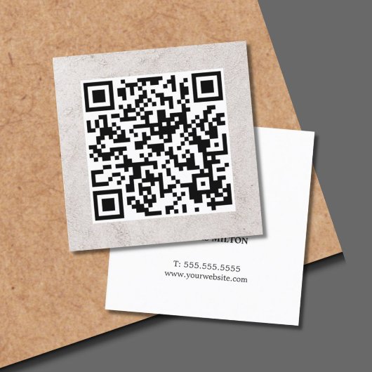 Minimalistische elegante Imitate Stone QR Code Con Quadratische Visitenkarte