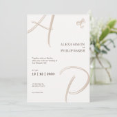 Minimalistische elegante Initialen Einladung (Stehend Vorderseite)