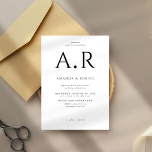 Minimalistische Elegante Initialen für Hochzeiten Einladung