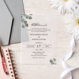 Minimalistische elegante islamische Nikkah-Hochzei Pergament Einladungen