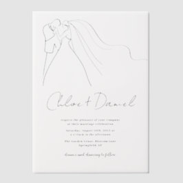 Minimalistische elegante Kalligrafie-Hochzeitseinl Pergament Einladungen