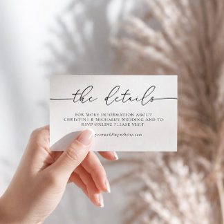 Minimalistische elegante kalligraphische Hochzeitd Begleitkarte